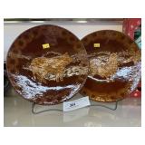 (2) Ned Foltz Redware Plates