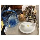 Art Glass Baskets with Hen On Nests