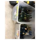 (2) Storage Totes/Lids of Decorative Bottles