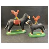 (2) Jonathan Bastian Carved Wood Dogs