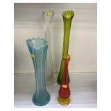 (4) Art Glass Vases