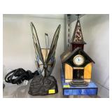 Slag Glass Accent Light with Clock