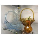 Art Glass Baskets, Vase and Paperweight
