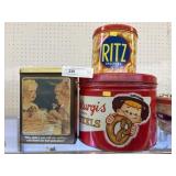 Pretzel and Advertising Tins