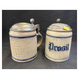(2) Stoneware Beer Steins