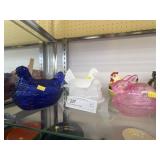 Glass and Porcelain Hen On Nests