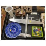 Aluminum Airplane, Marbles, Art Glass
