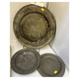 (3) Pewter Plates