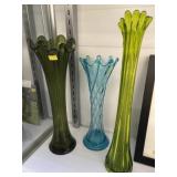 (3) Art Glass Vases
