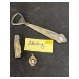 Sterling Bottle Opener, Perfume Bottle, Pendant