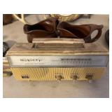 Vintage Radio with Pottery Pitchers