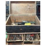 Wood Crafted Tool Box with Tools