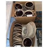 (2) Boxes of Brown Drip Pottery with Chinaware
