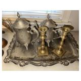 Silverplate Tea Service with Candlesticks