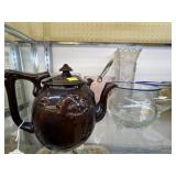 Rockingham Glazed Pitcher, Art Glass, Cake Stand