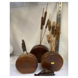 Wood Crafted Vases with Carved Dolphin