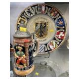 German Stoneware Plate with Beer Stein