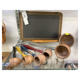 Wooden Graduated Measuring Cups & Chalkboard