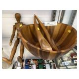 Salad Bowl with Utensils and Articulated Mannequin