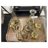 Brass Fluid Lights with Electrified Lanterns