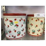 Vintage Strawberry Pattern Tin Canister Set