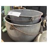 (2) Gray Agate Pails