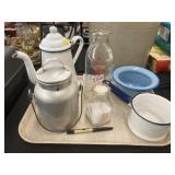 Enamelware with Milk Bottles