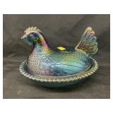 Carnival Glass Hen On Nest