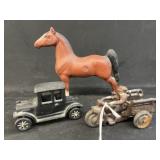 Cast Metal Still Bank with Toy Vehicles