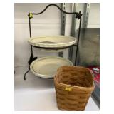 Longaberger Pie Stand and Pie Plates with Basket