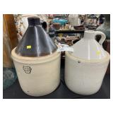 (2) Stoneware Storage Jugs