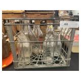 Milk Bottles with Metal Carrier