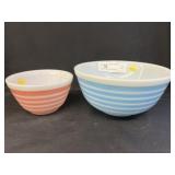 (2) Pyrex Rainbow Stripe Mixing Bowls