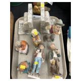 Alabaster Bookends and Porcelain Figurines