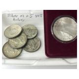 Silver Oz. & (5) 40% Halves