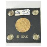 1881 $5 Gold Pc.