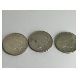 3 Peace Silver Dollars