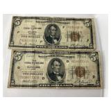 2 - 1929 $5 National Currency Notes