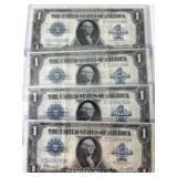 4 Consecutive 1923 $1 Silver Certificate