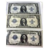 (3) 1923 $1 Silver Certificates
