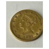 1881 $10 Gold Pc.