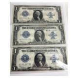 (3) 1923 $1 Silver Certificates