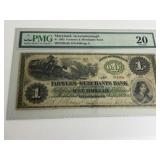 1862 Maryland $1 Farmers Bank Note VF20