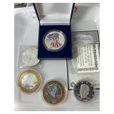3 Silver Oz. & 2 Silver Casino Tokens