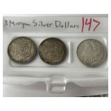 3 Morgan Silver Dollars