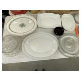 Ironstone Platters, Glass Serving Dishes