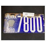 1910 PA License Plate