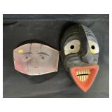 Carved Wood and Wire Mesh Masks