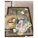 Vintage Framed Print, Adv. Calendar Head and Fan