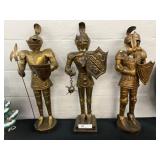 (3) Pressed Steel Knight Figurines
